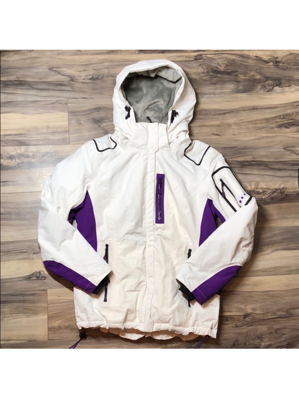 Calvin Klein Performance White Waterproof Hooded Jacket – Wind Resistant | Sz S